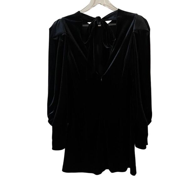 Rebecca Minkoff Black Gwen Velvet Long Sleeve Mini Dress Size 6 NWT - Picture 13 of 16